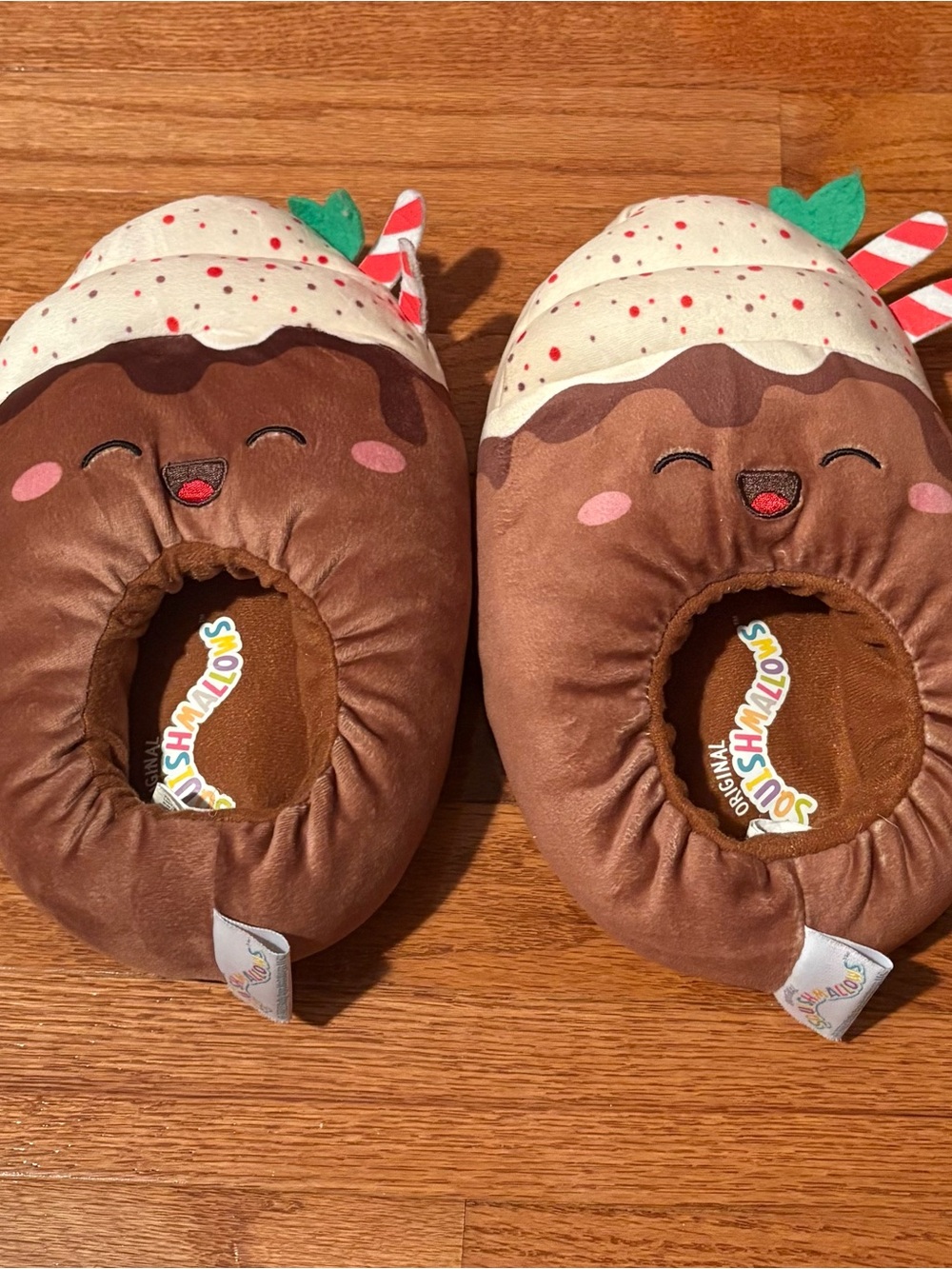 Squishmallows Brown & Cream Kids Slippers - Cute Dessert Plush